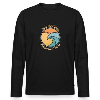 Sauvez l’océan - T-shirt manches longues Premium bio Homme - noir - Devant - Nico (187cm)