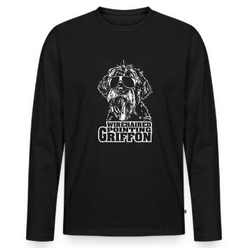 WIREHAIRED POINTING GRIFFON cool Sonnenbrille Hund - Männer Premium Bio Langarmshirt - Schwarz - Vorne - Nico (187cm)