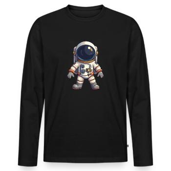 Astronaute de dessin animé - T-shirt manches longues Premium bio Homme - noir - Devant - Nico (187cm)