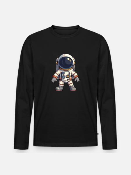 Cartoon Astronaut - Men's Premium Organic Long Sleeve Shirt - black