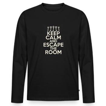Salle d’évasion - T-shirt manches longues Premium bio Homme - noir - Devant - Nico (187cm)