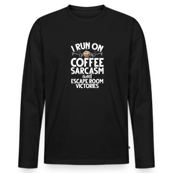 Salle d’évasion - T-shirt manches longues Premium bio Homme - noir - Devant - Nico (187cm)