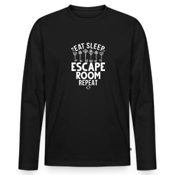 Salle d’évasion - T-shirt manches longues Premium bio Homme - noir - Devant - Nico (187cm)