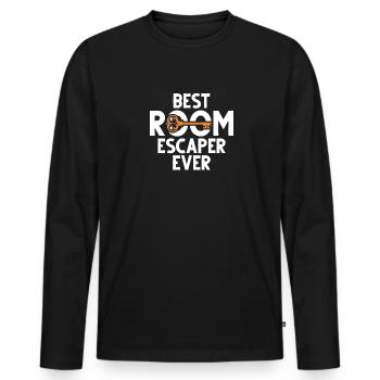 Salle d’évasion - T-shirt manches longues Premium bio Homme - noir - Devant - Nico (187cm)