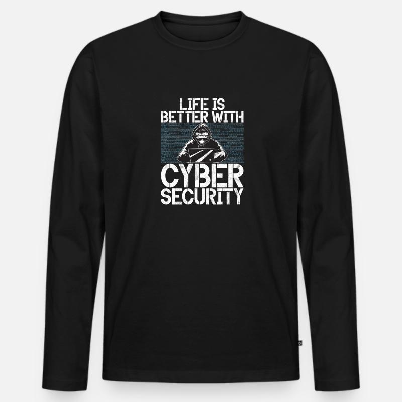 Cyber security hacker hacking - Men's Premium Organic Long Sleeve Shirt - black