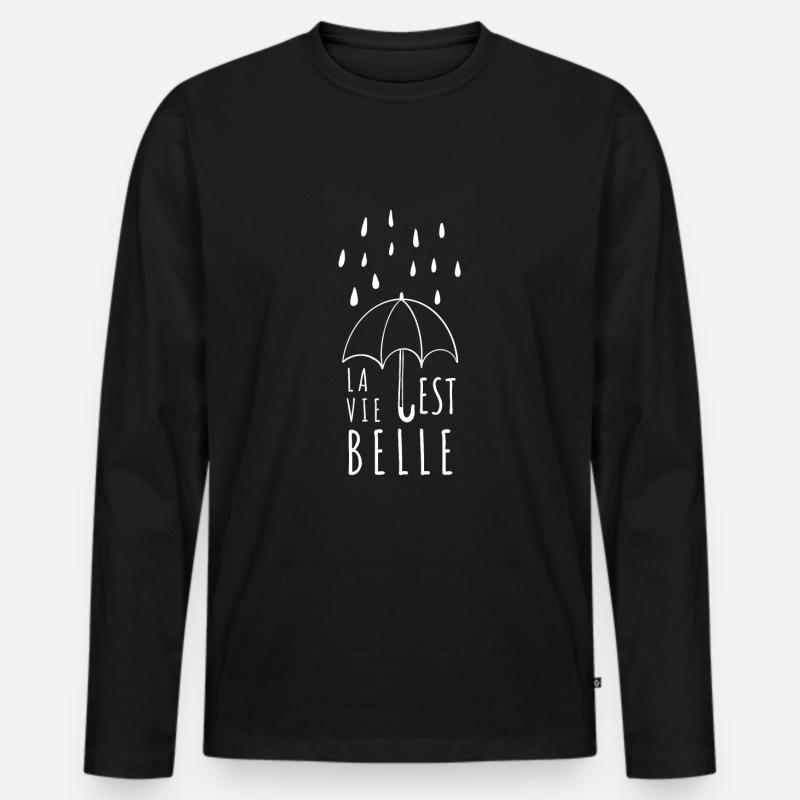 Das Leben ist wunderschön - Männer Premium Bio Langarmshirt - Schwarz