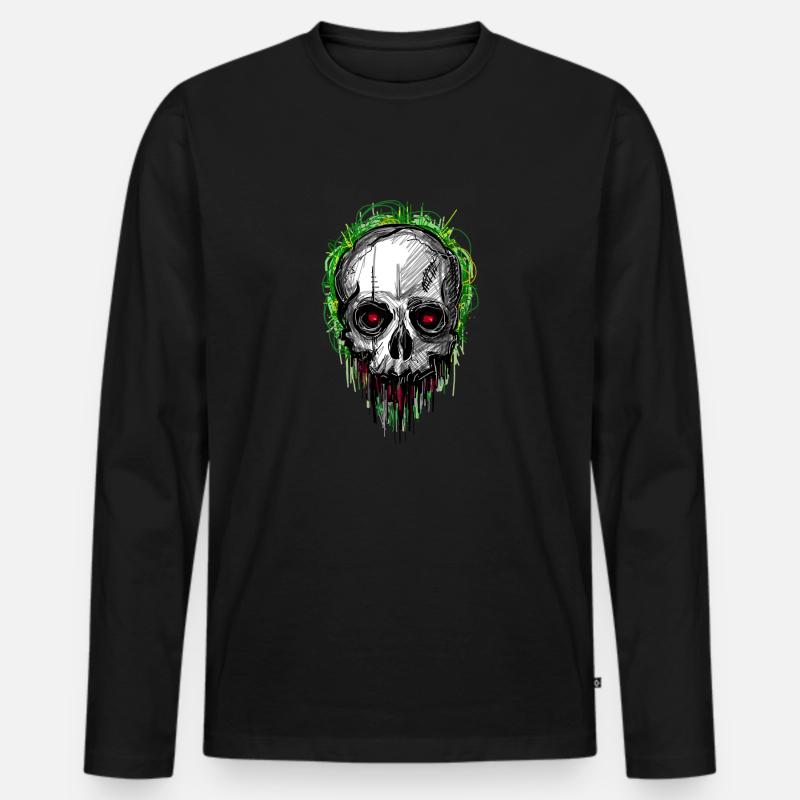 skull_scribble - Männer Premium Bio Langarmshirt - Schwarz
