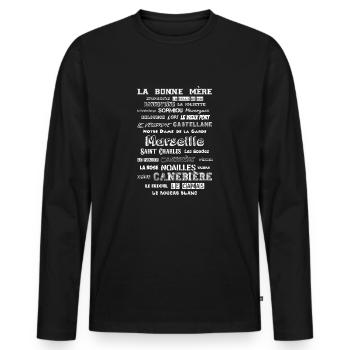 MARSEILLE QUARTIERS-Blanc - T-shirt manches longues Premium bio Homme - noir - Devant - Nico (187cm)