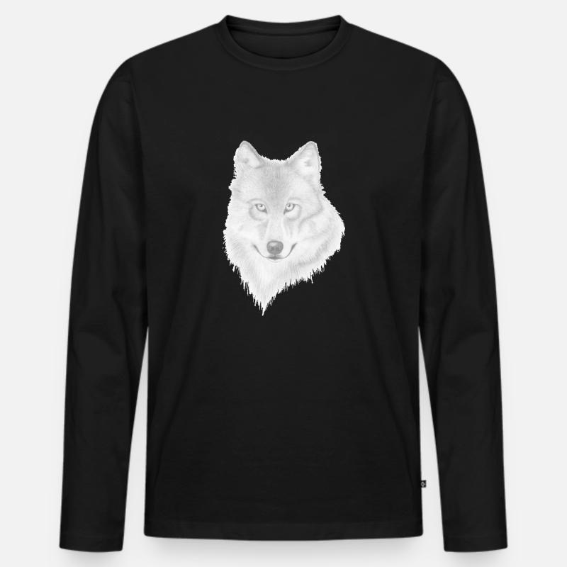 Wolf - Männer Premium Bio Langarmshirt - Schwarz