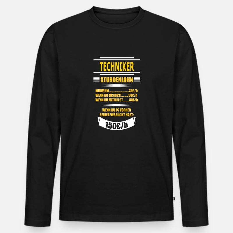 TECHNIKER - Männer Premium Bio Langarmshirt - Schwarz