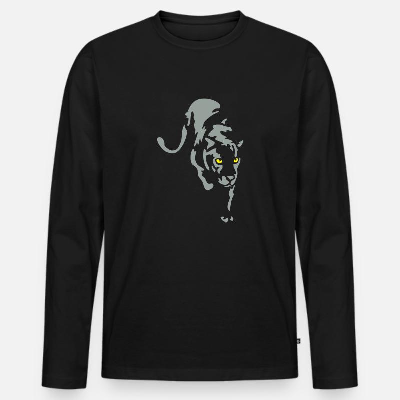 Panther - Männer Premium Bio Langarmshirt - Schwarz