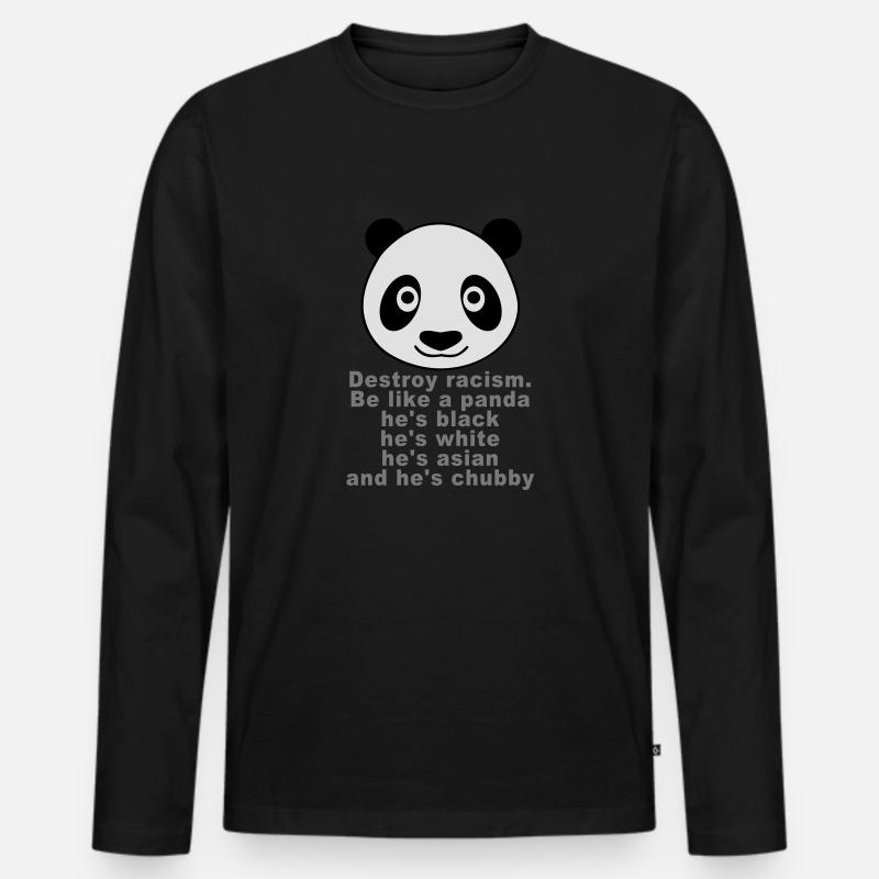 Chubby Panda - Männer Premium Bio Langarmshirt - Schwarz
