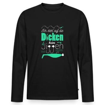 Angler & Fischer Designs - Männer Premium Bio Langarmshirt - Schwarz - Vorne - Nico (187cm)