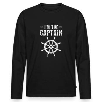 Je suis le capitaine marin marin - T-shirt manches longues Premium bio Homme - noir - Devant - Nico (187cm)