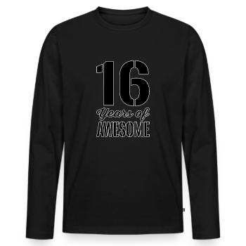 Cadeau du 16e anniversaire - T-shirt manches longues Premium bio Homme - noir - Devant - Nico (187cm)