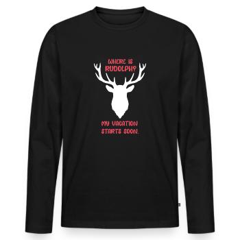 Où est Rudolph? Mes vacances commencent bientôt. - T-shirt manches longues Premium bio Homme - noir - Devant - Nico (187cm)