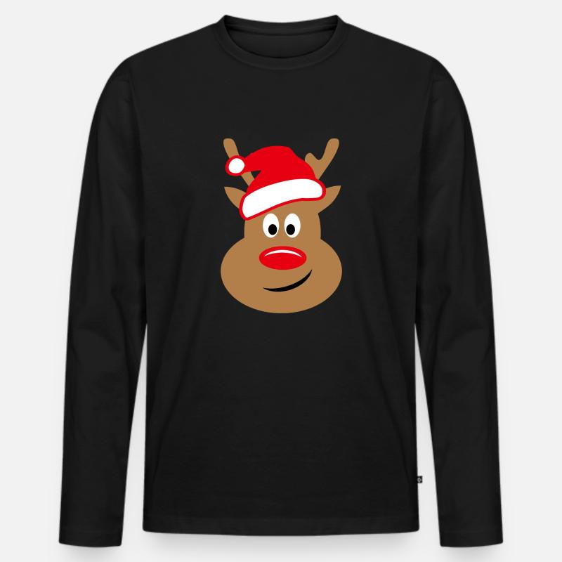 Rentier - Männer Premium Bio Langarmshirt - Schwarz