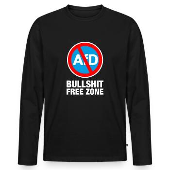 AFD BULLSHIT FREE ZONE - Männer Premium Bio Langarmshirt - Schwarz - Vorne - Nico (187cm)