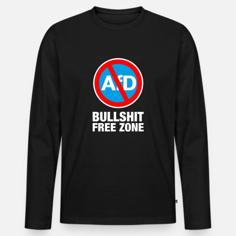 AFD BULLSHIT FREE ZONE - Männer Premium Bio Langarmshirt - Schwarz