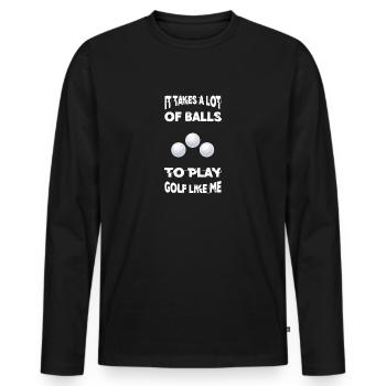 Golf Balls - Men's Premium Organic Long Sleeve Shirt - black - Front - Nico (187cm)