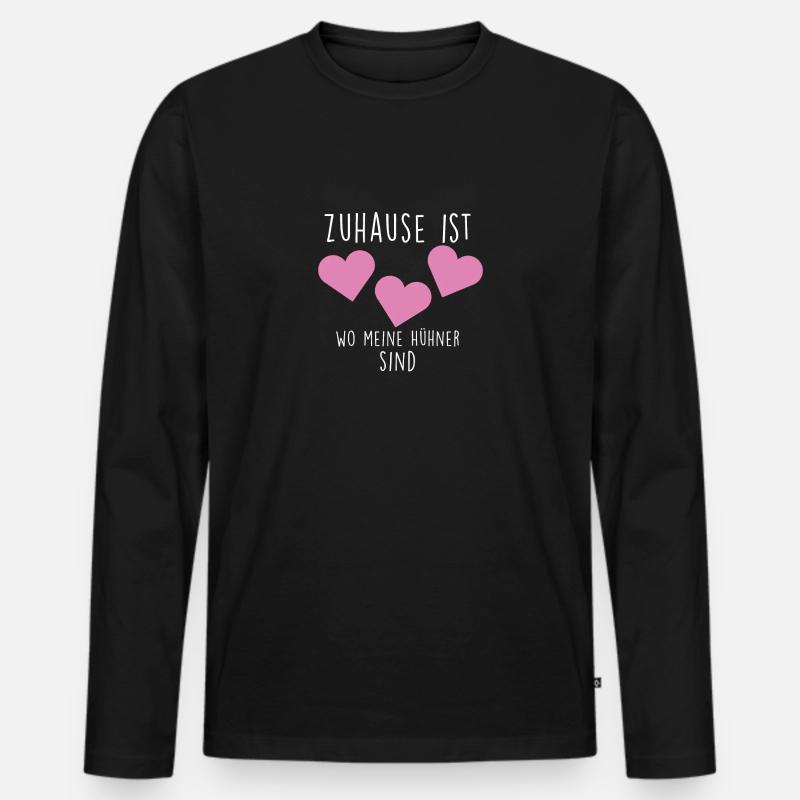 Hühner - Männer Premium Bio Langarmshirt - Schwarz