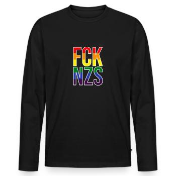 FCK NZS LGBTQ - Männer Premium Bio Langarmshirt - Schwarz - Vorne - Nico (187cm)