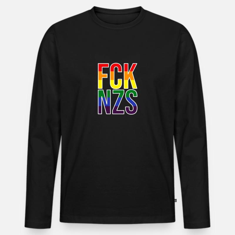 FCK NZS LGBTQ - Männer Premium Bio Langarmshirt - Schwarz