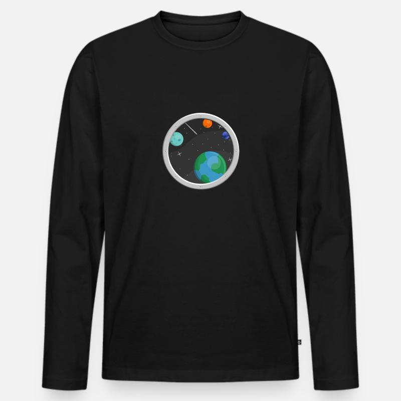 Fenster ins Weltall - Männer Premium Bio Langarmshirt - Schwarz