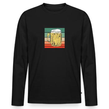 Vintage Retro Bier Glas - Männer Premium Bio Langarmshirt - Schwarz - Vorne - Nico (187cm)
