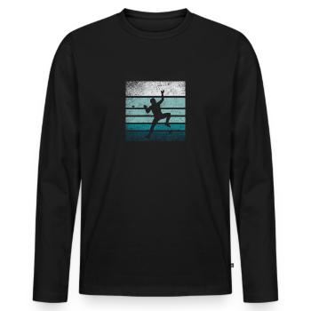 Climbing retro silhouette - Men's Premium Organic Long Sleeve Shirt - black - Front - Nico (187cm)