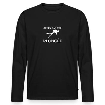 Je peux pas j'ai plongée - T-shirt manches longues Premium bio Homme - noir - Devant - Nico (187cm)