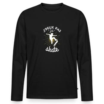 Je Peux Pas J'ai Skate Skateboard Skatepark Skater - T-shirt manches longues Premium bio Homme - noir - Devant - Nico (187cm)