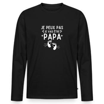 Je peux pas je vais être papa - futur papa bientôt - T-shirt manches longues Premium bio Homme - noir - Devant - Nico (187cm)