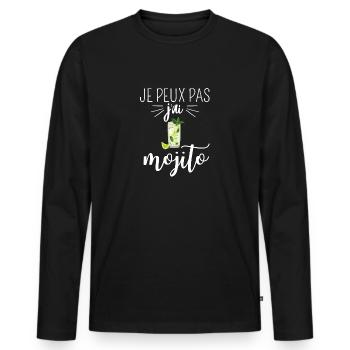 Je Peux Pas J'ai Mojito Apéro Alcool Cocktail - T-shirt manches longues Premium bio Homme - noir - Devant - Nico (187cm)