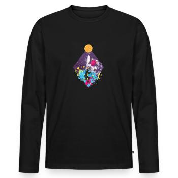 Trottinette Freestyle Cosmonaute Scooter Skatepark - T-shirt manches longues Premium bio Homme - noir - Devant - Nico (187cm)