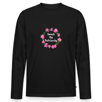 Smash the patriarche féministe le cadeau - T-shirt manches longues Premium bio Homme - noir - Devant - Nico (187cm)