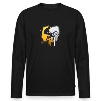 Vélo BMX Freestyle Enfant Ado - T-shirt manches longues Premium bio Homme - noir - Devant - Nico (187cm)