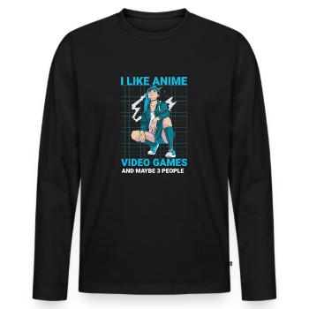 I like Anime and Video Games - jeux video, gaming - T-shirt manches longues Premium bio Homme - noir - Devant - Nico (187cm)