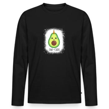 Uni-Cado l’avocat légèrement différent - T-shirt manches longues Premium bio Homme - noir - Devant - Nico (187cm)
