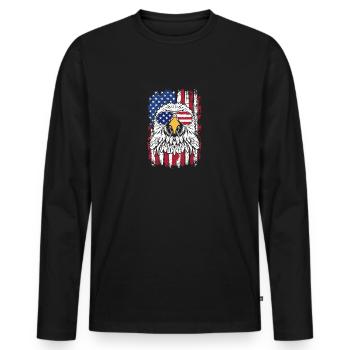 Eagle USA Flag - Men's Premium Organic Long Sleeve Shirt - black - Front - Nico (187cm)