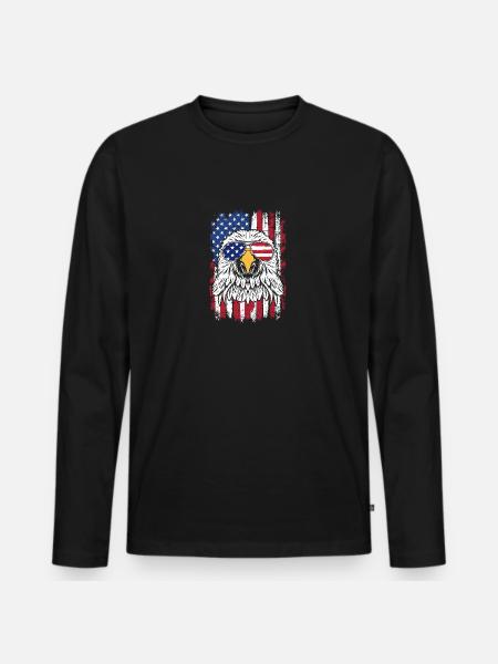 Adler-USA-Flagge - Männer Premium Bio Langarmshirt - Schwarz