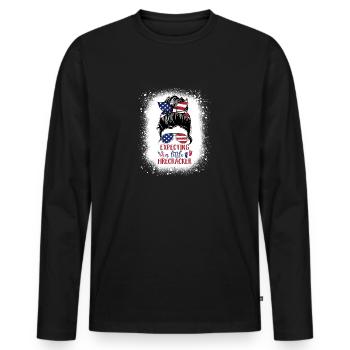 Messy Bun x Expecting a little Firecracker - Männer Premium Bio Langarmshirt - Schwarz - Vorne - Nico (187cm)