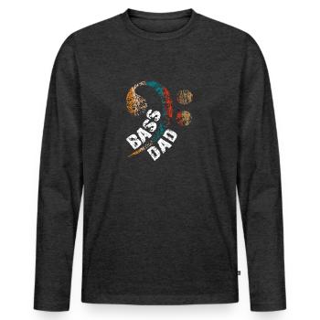 Papa plays bass Papa is bass player - Men's Premium Organic Long Sleeve Shirt - heather anthracite - Front - Nico (187cm)