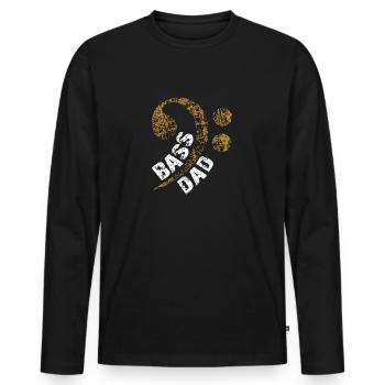 Papa plays bass Papa is bass player - Men's Premium Organic Long Sleeve Shirt - black - Front - Nico (187cm)