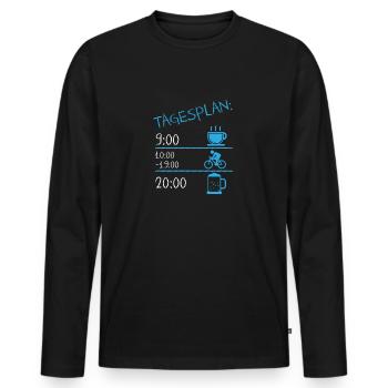 Mein persönlicher Tagesplan Kaffee Fahrrad Bier - Männer Premium Bio Langarmshirt - Schwarz - Vorne - Nico (187cm)