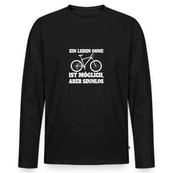 Es ist sinnlos ohne Fahrrad - Männer Premium Bio Langarmshirt - Schwarz - Vorne - Nico (187cm)