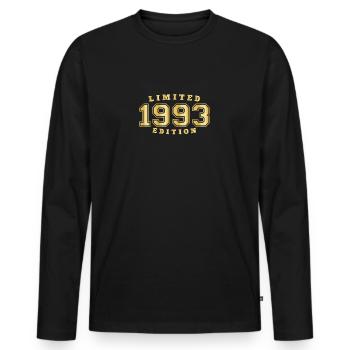 1993 Geburtsjahr Jahrgang Baujahr Geboren - Männer Premium Bio Langarmshirt - Schwarz - Vorne - Nico (187cm)