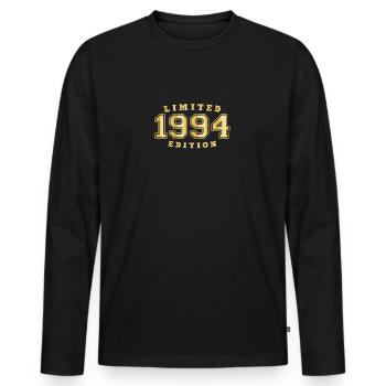 1994 Geburtsjahr Jahrgang Baujahr Geboren - Männer Premium Bio Langarmshirt - Schwarz - Vorne - Nico (187cm)