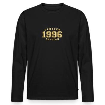1996 Geburtsjahr Jahrgang Baujahr Geboren - Männer Premium Bio Langarmshirt - Schwarz - Vorne - Nico (187cm)