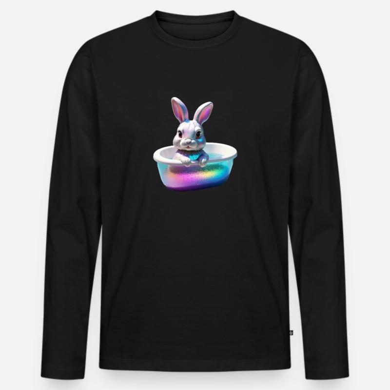 Funny Bunny in der Wanne - Männer Premium Bio Langarmshirt - Schwarz
